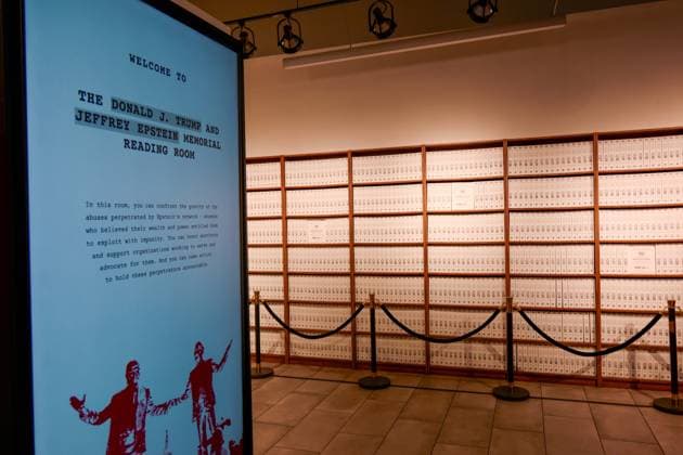 USA, exhibition on the Epstein Files in New York