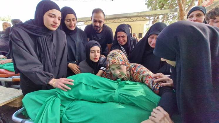 War in the Middle East, Lebanon, funeral service for those killed in Israeli attack in Sidon
