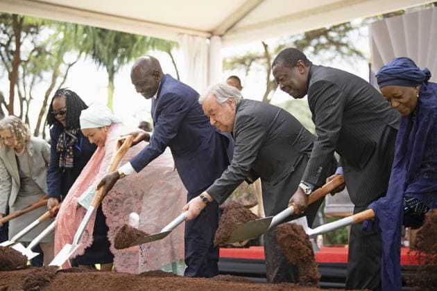 Kenya, Antonio Guterres and William Ruto at the ground-breaking ceremony for the new UN conference centre in Nairobi