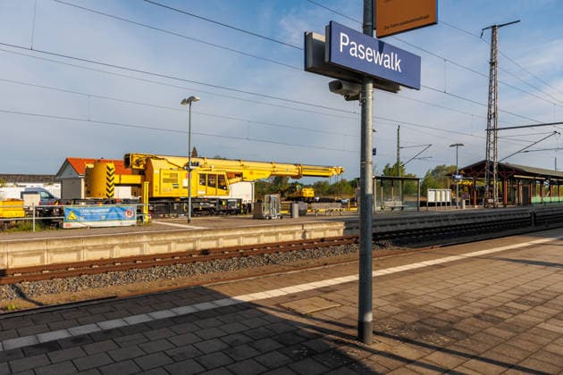 Mecklenburg-Vorpommern, renovation work on the rails in and around the railway station in Pasewalk