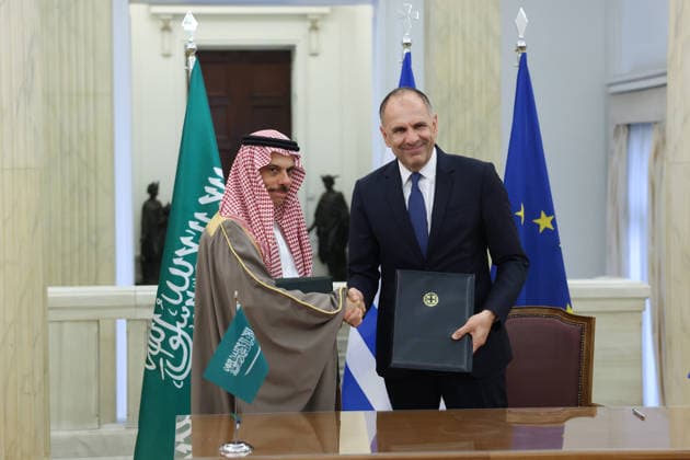 Greece, Saudi Foreign Minister Faisal bin Farhan meets George Gerapetritis at the Foreign Ministry in Athens