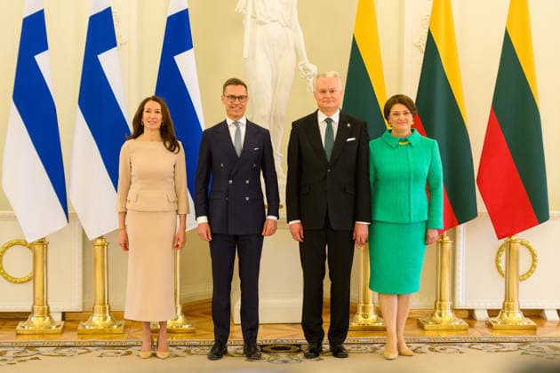 Lithuania, Finland's President Alexander Stubb meets Gitanas Nauseda in Vilnius