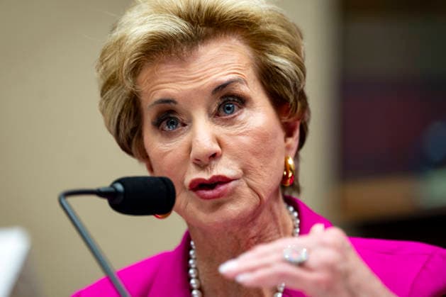 USA, Education Secretary Linda McMahon at a hearing in the House of Representatives in Washington