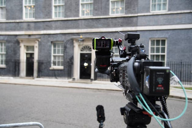 United Kingdom, media representatives outside 10 Downing Street in London
