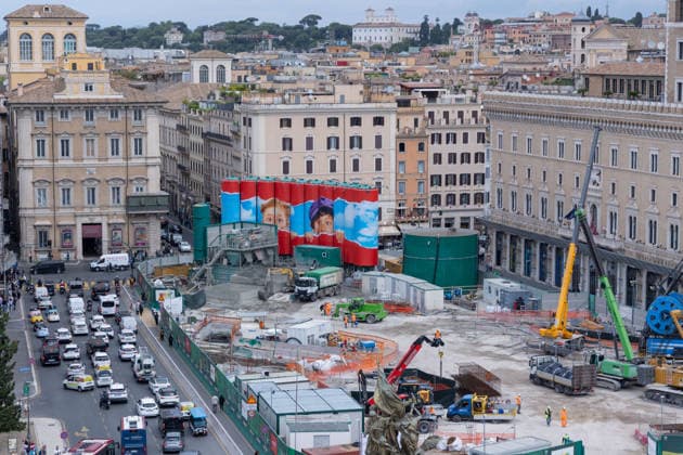Rome, construction work for the Venezia station on metro line C