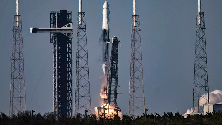 USA, Launch of a SpaceX Falcon 9 rocket from Cape Canaveral in Florida