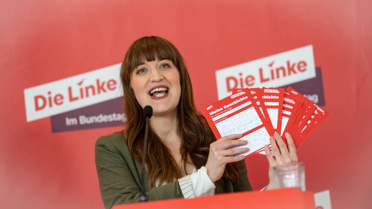 Berlin, Die Linke press conference with Heidi Reichinnek