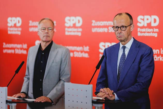 Berlin, Friedrich Merz at the SPD parliamentary group meeting