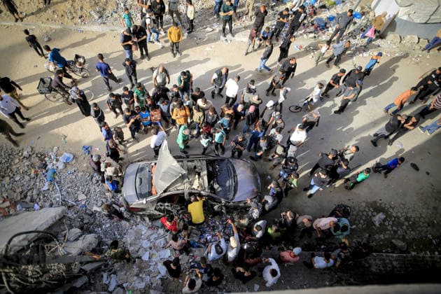 Middle East conflict, Gaza, damage caused by Israeli attack on Gaza City