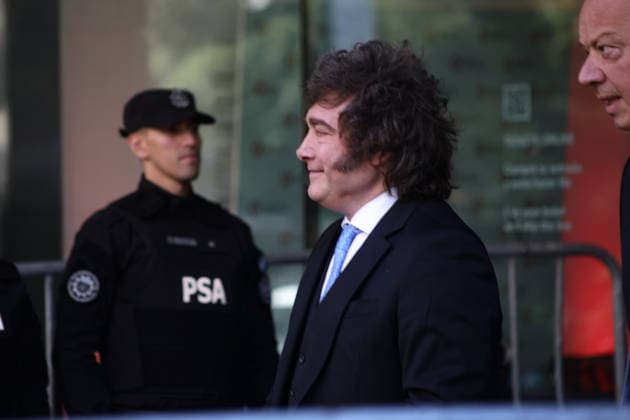Argentina, Javier Milei speaking at the MALBA at the Buenos Aires Stock Exchange