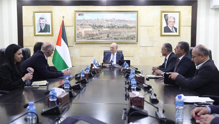 West Bank, Mohammad Mustafa meets World Bank representative for Palestine Stefan Amblad in Ramallah