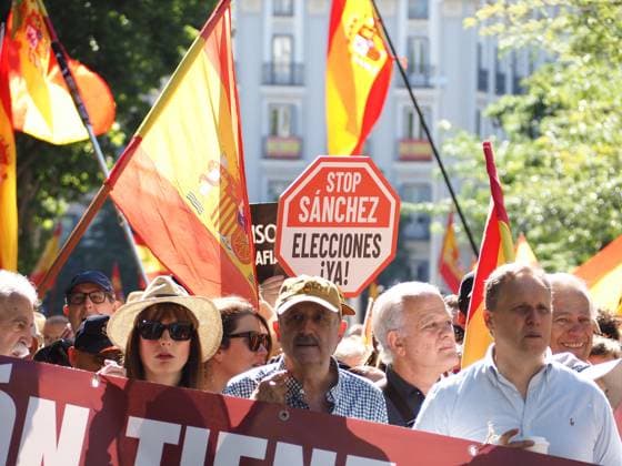 Spain, demonstration against Pedro Sanchez in Madrid