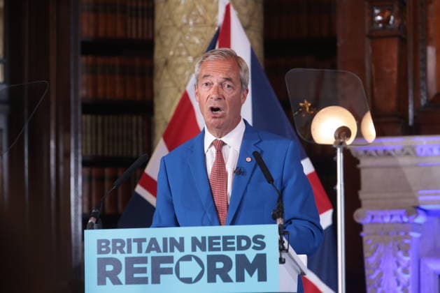 United Kingdom, Reform UK press conference with Nigel Farage in London