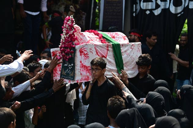 India, Taboot procession at the end of the holy month of Muharram in Prayagraj