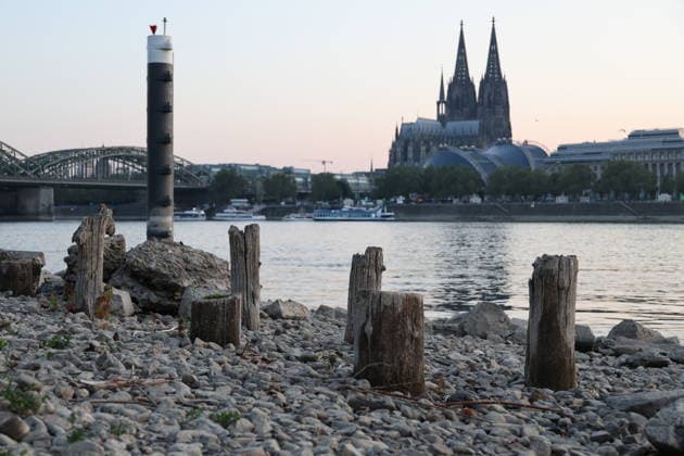 North Rhine-Westphalia: Low water levels on the Rhine in Cologne