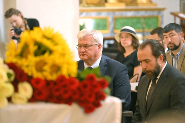 War in Ukraine: Andrii Sybiha attends the funeral service for Polish volunteer aid worker Marek Rusek-Wolski