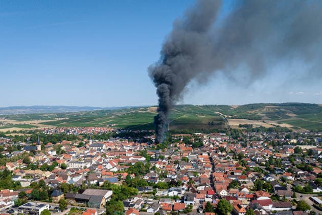 Rheinhessen, building fire in Spendlingen