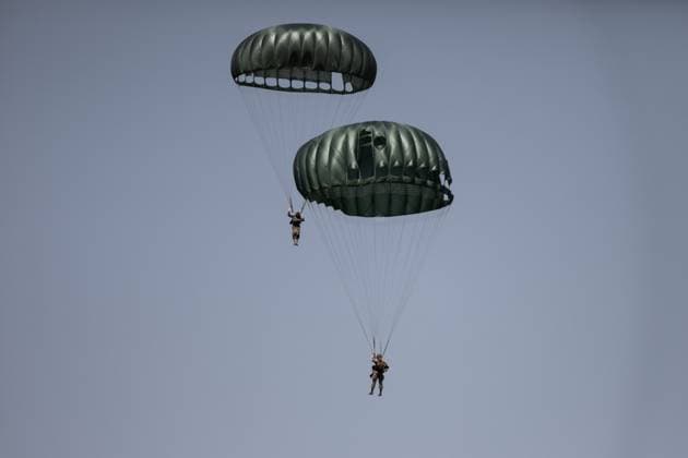 France: Parachutists in period kit at the 82nd anniversary of the landing at Le Muy