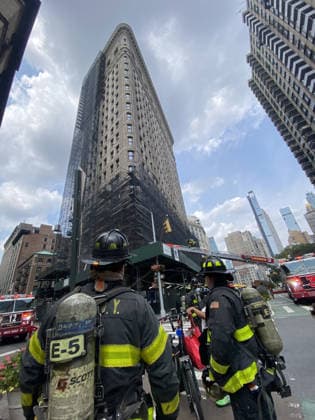 USA, Fire at the Flatiron Building in New York