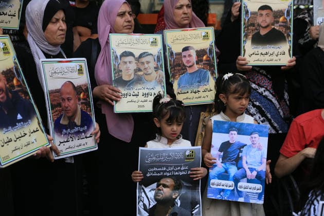Middle East conflict, West Bank, rally in Nablus in support of Palestinians detained in Israel