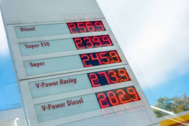 Berlin, price boards at petrol stations
