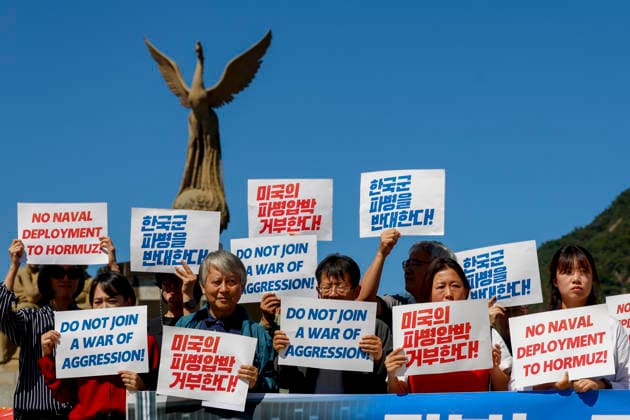 South Korea: Protests in Seoul against a military operation in the Strait of Hormuz