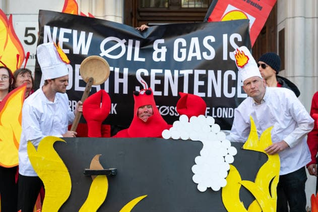 United Kingdom, Fossil Free London protest against the Rosebank oil field in London