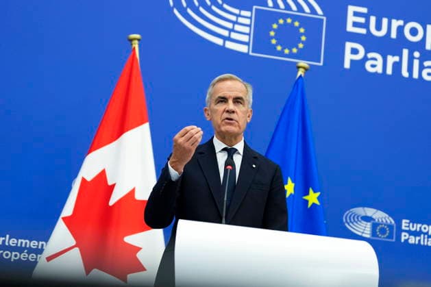 France: Prime Minister Mark Carney at a joint press conference at the European Parliament in Strasbourg