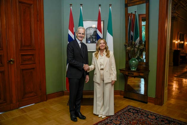 Norway: Jonas Gahr Store welcomes Giorgia Meloni to a meeting in Oslo