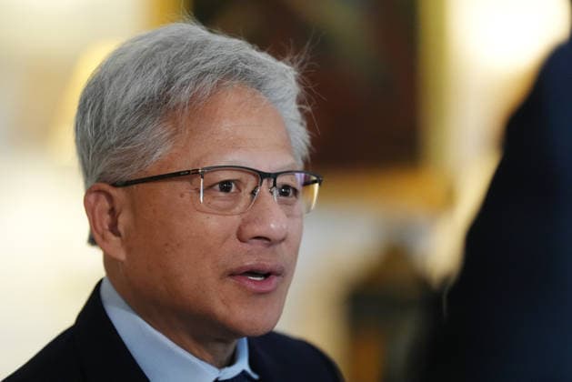 United Kingdom: Nvidia CEO Jensen Huang gives a pool interview ahead of an AI meeting with King Charles III in Cumnock