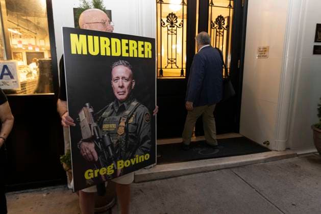 USA: Protests against a speech by Greg Bovino at a Young Republican Club event in New York
