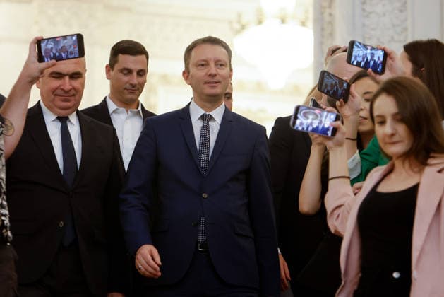Romania: Prime Minister-designate Siegfried Muresan addresses the media at the Palace of Parliament in Bucharest