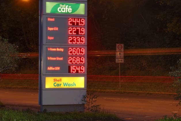 North Rhine-Westphalia, price board at a petrol station in Siegen