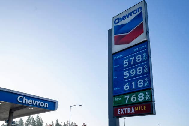 USA, price boards at petrol stations