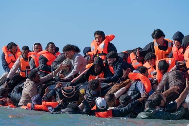 France: Migrants making their way across the English Channel to England