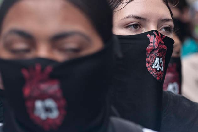 Mexico: Relatives of the 43 missing students from Ayotzinapa hold a vigil and demonstrate outside the Supreme Court in Mexico City