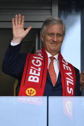 King Philippe - Filip of Belgium pictured at the start of the second game of Belgian national soccer team the Red Devils against Tunisia national team Nationalteam in the Spartak stadium, in Moscow, Russia, Saturday 23 June 2018. Belgium won its first group phase game. DIRKxWAEM x05369470x