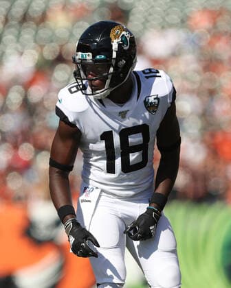 CINCINNATI, OH - OCTOBER 20: Jacksonville Jaguars wide receiver Chris Conley (18) lines up for a play during the game against the Jacksonville Jaguars and the Cincinnati Bengals on October 20th 2019, at Paul Brown Stadium in Cincinnati, OH. (Photo by Ian Johnson Icon Sportswire) NFL, American Football Herren, USA OCT 20 Jaguars at Bengals Icon191020053