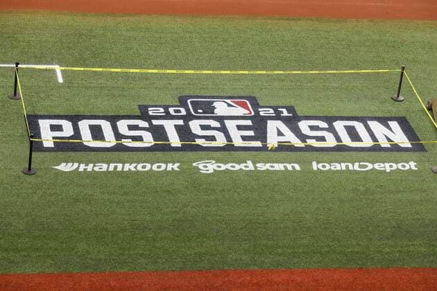 October 6, 2021, St. Petersburg, Florida, USA: An MLB, Baseball Herren, USA 2021 postseason sign on Tropicana Filed during the Tampa Bay Raysâ€⠢ workout ahead of ALDS Game 1 in St. Petersburg on Wednesday, Oct. 6, 2021. St. Petersburg USA - ZUMAs70_ 0137596651st Copyright: xIvyxCeballox