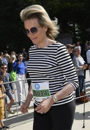 Queen Mathilde of Belgium pictured during the 43th edition of the 20 km door Brussel - 20 km de Bruxelles running event, Sunday 28 May 2023 in Brussels. JOHNxTHYS x68046083x