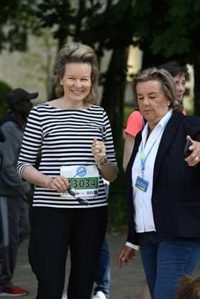 Queen Mathilde of Belgium pictured during the 43th edition of the 20 km door Brussel - 20 km de Bruxelles running event, Sunday 28 May 2023 in Brussels. JOHNxTHYS x68049465x