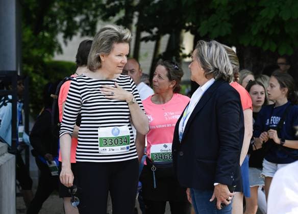 Queen Mathilde of Belgium pictured during the 43th edition of the 20 km door Brussel - 20 km de Bruxelles running event, Sunday 28 May 2023 in Brussels. JOHNxTHYS x68049466x