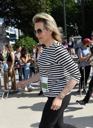 Queen Mathilde of Belgium pictured during the 43th edition of the 20 km door Brussel - 20 km de Bruxelles running event, Sunday 28 May 2023 in Brussels. JOHNxTHYS x68050013x