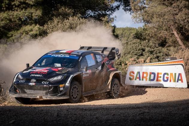 FIA WRC, Motorsport Rallye, WM Rally Italia Sardegna 2024 The driver Sebastien OGIER and his co-driver Vincent LANDAIS are driving the Toyota GR Yaris Rally1 in action during Day 1 of Rally Italia Sardegna in Sardinia, Italy, on June 1, 2024 Alghero Italy Copyright: xFedericoxManonix originalFilename:manoni-notitle240531_np71G