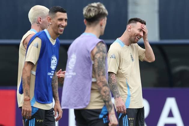 Argentina s forward Lionel Messi takes part in a training session ahead the match against Colombia for the Copa America USA 2024 final match, at Florida International University FIU , Miami, on July 13, 2024 MIAMI UNITED STATES Copyright: xALEJANDROxPAGNIx
