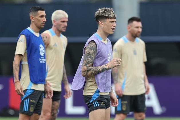 Argentina s forward Lionel Messi takes part in a training session ahead the match against Colombia for the Copa America USA 2024 final match, at Florida International University FIU , Miami, on July 13, 2024 MIAMI UNITED STATES Copyright: xALEJANDROxPAGNIx
