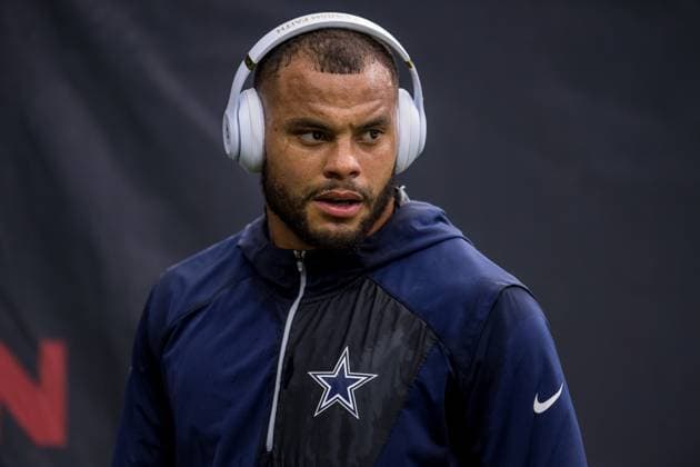 NFL, American Football Herren, USA 2018: Cowboys vs Texans AUG 30 August 30, 2018: Dallas Cowboys quarterback Dak Prescott (4) prior to a preseason NFL football game between the Houston Texans and the Dallas Cowboys at NRG Stadium in Houston, TX. ..Trask Smith CSM Houston TX U.S. EDITORIAL USE ONLY Copyright: xx ZUMA-20180830_zaf_c04_074.jpg TraskxSmithx csmphototwo422620