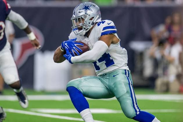 NFL, American Football Herren, USA 2018: Cowboys vs Texans AUG 30 August 30, 2018: Dallas Cowboys running back Darius Jackson (44) carries the ball during the 1st quarter of a preseason NFL football game between the Houston Texans and the Dallas Cowboys at NRG Stadium in Houston, TX. ..Trask Smith CSM Houston TX U.S. EDITORIAL USE ONLY Copyright: xx ZUMA-20180830_zaf_c04_070.jpg TraskxSmithx csmphototwo422621