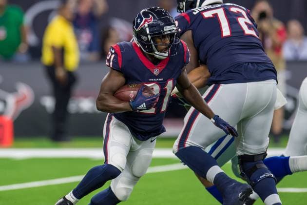 NFL, American Football Herren, USA 2018: Cowboys vs Texans AUG 30 August 30, 2018: Houston Texans running back Tyler Ervin (21) carries the ball during the 4th quarter of a preseason NFL football game between the Houston Texans and the Dallas Cowboys at NRG Stadium in Houston, TX. The Texans won the game 14 to 6...Trask Smith CSM Houston TX U.S. EDITORIAL USE ONLY Copyright: xx ZUMA-20180830_zaf_c04_122.jpg TraskxSmithx csmphototwo422673