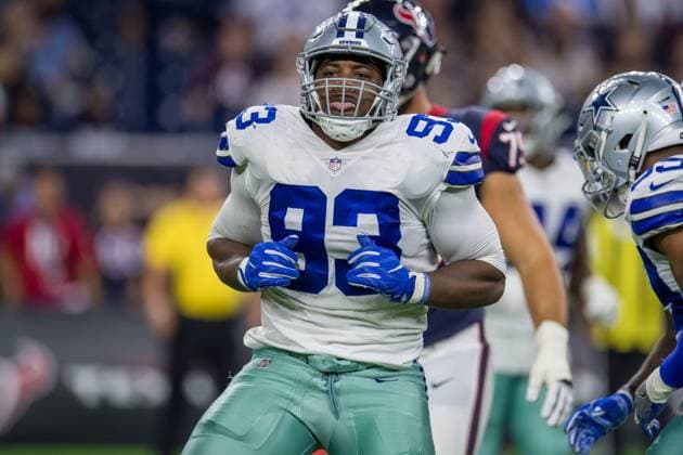 NFL, American Football Herren, USA 2018: Cowboys vs Texans AUG 30 August 30, 2018: Dallas Cowboys defensive tackle Caraun Reid (93) celebrates after a defensive stop during the 4th quarter of a preseason NFL football game between the Houston Texans and the Dallas Cowboys at NRG Stadium in Houston, TX. The Texans won the game 14 to 6...Trask Smith CSM Houston TX U.S. EDITORIAL USE ONLY Copyright: xx ZUMA-20180830_zaf_c04_121.jpg TraskxSmithx csmphototwo422679